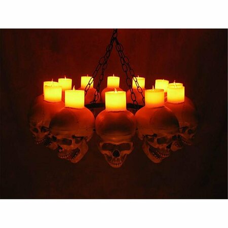 SKELETONS & MORE 12 Skull Chandelier with Wax Candles CHAN-250D